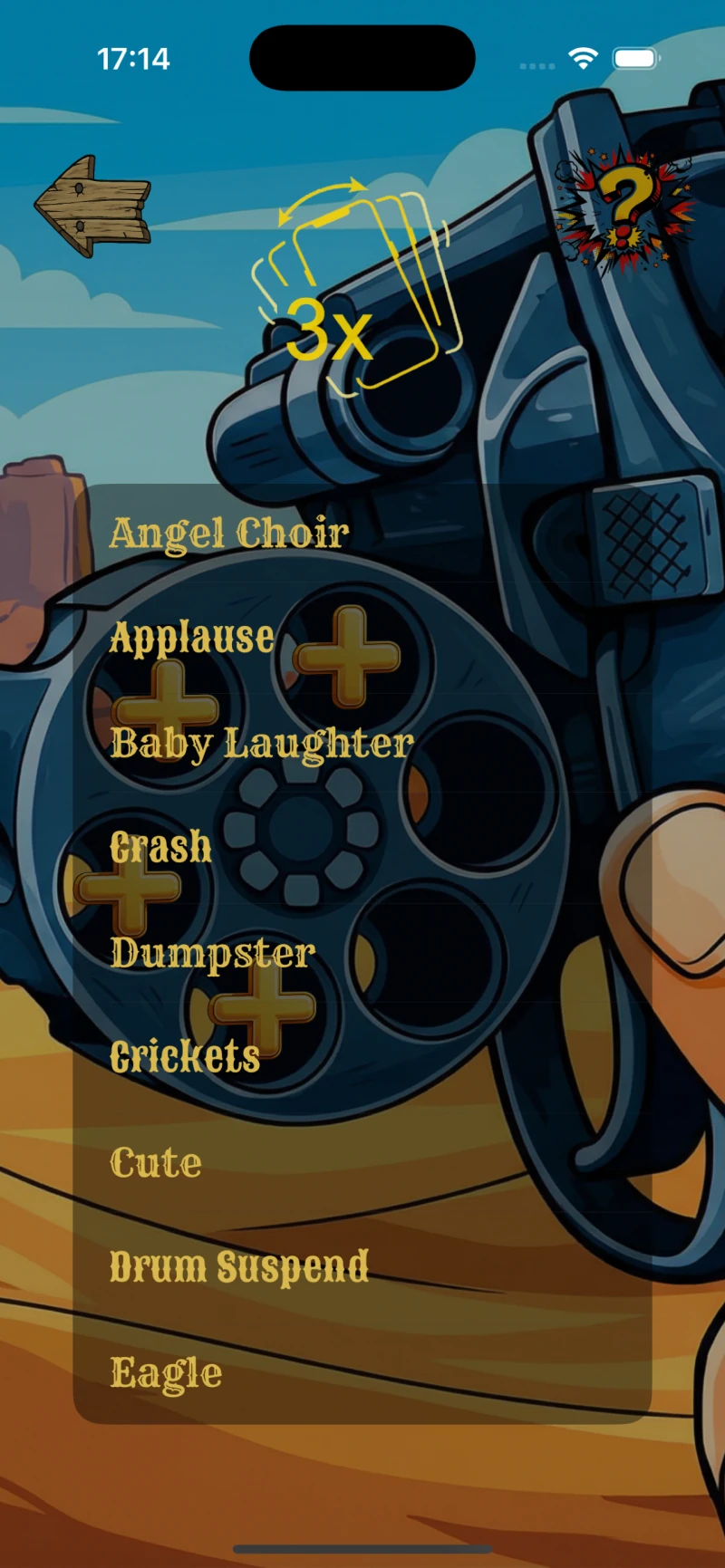 Punchline iPhone screenshot showing app controls on simulator